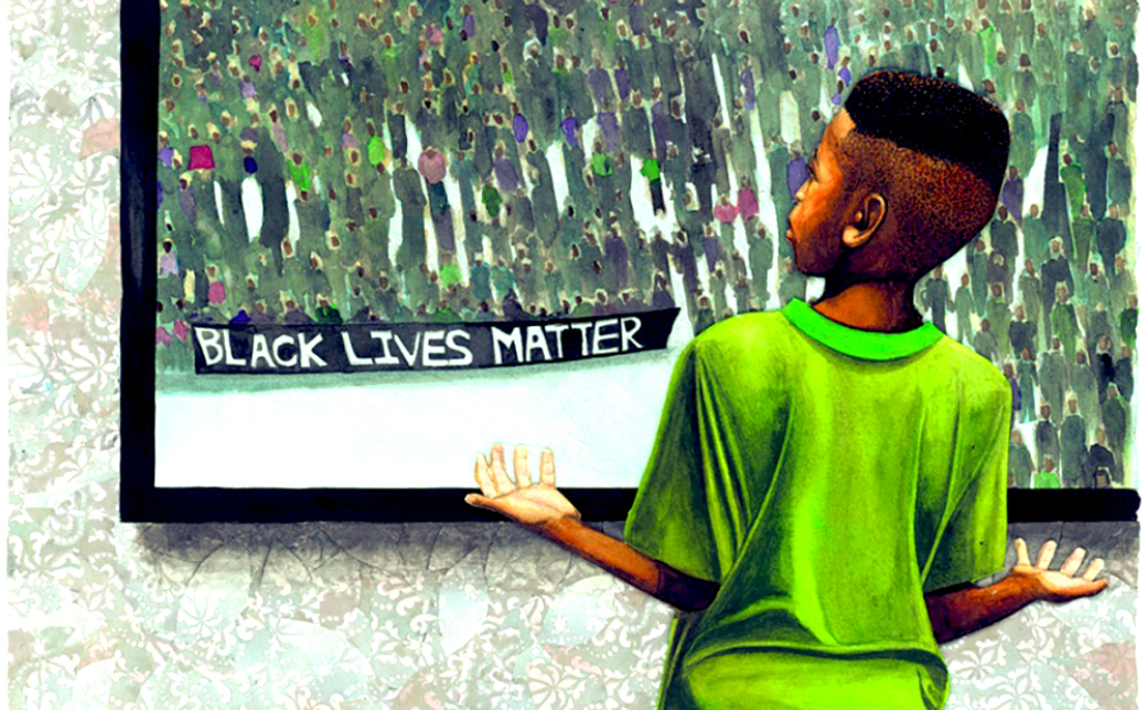 HIGH MUSEUM: Bryan Collier (American, born 1967), illustration for ‘All Because You Matter’ by Tami Charles (Scholastic, 2020), from ‘Picture the Dream: The Story of the Civil Rights Movement Through Children’s Books.’ Collection of the artist. © Bryan Collier
